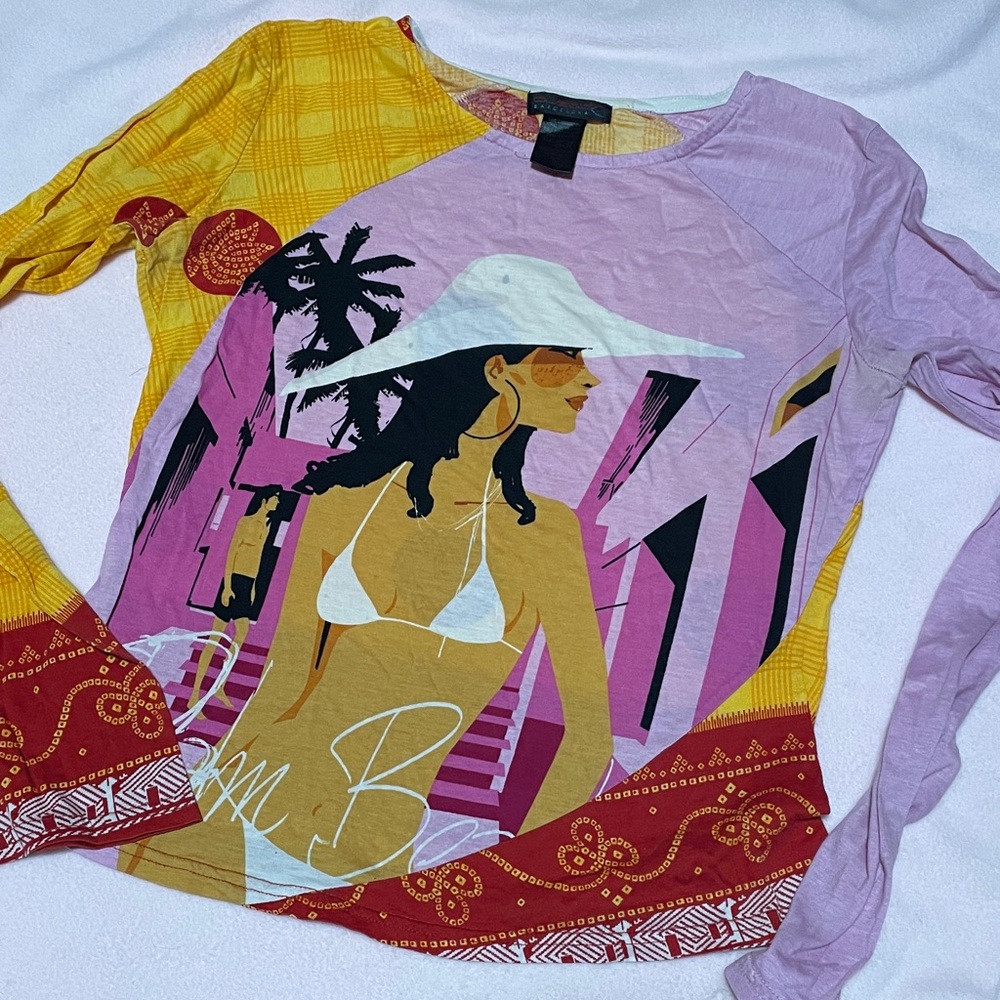 Custo Barcelona Multicolor Graphic Long Sleeve Top